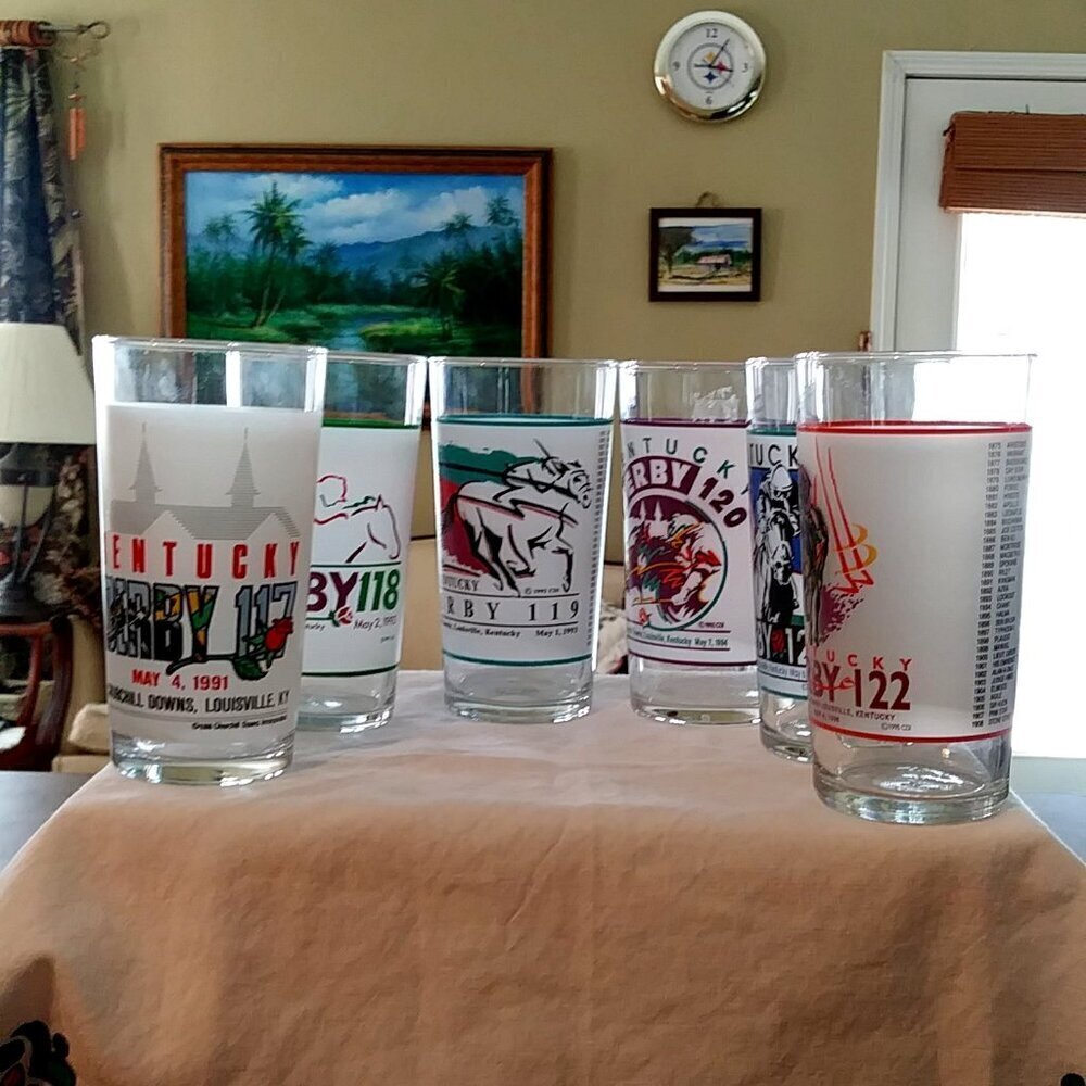 Kentucky Derby Glasses - Derbies 117 (1991), 118 (1992), 119 (1993), 120 (1994)